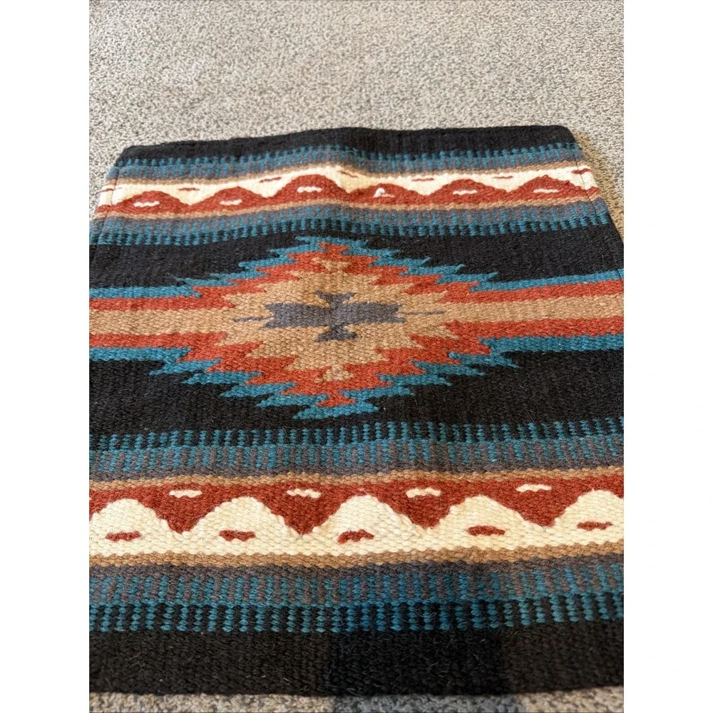 El Paso Saddle Blanket Woven Wool Pillow Cover 17x18 Southwest Geometric